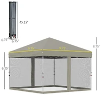 Outsunny 10' x 10' Pop Up Canopy Party Tent with Wheeled Bag,
