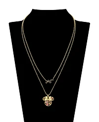 Disney Pink Crystal Minnie Mouse Flower Mom Layered Pendant Necklace