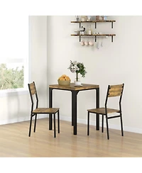 Industrial Contemporary Compact Breakfast Nook 3pc Table and Chairs Set