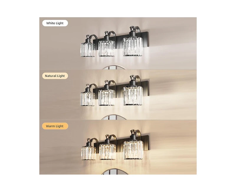 gaomon Modern Crystal Bathroom Vanity Lights Black Bathroom Light Fixtures Crystal Vanity Shower Lights Over Mirror