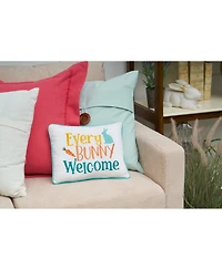 9" x 12" Easter "Every Bunny Welcome" Embroidered Spring Themed Small/Petite Accent Throw Pillow