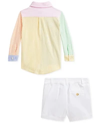 Polo Ralph Lauren Baby Boys Striped Oxford Shirt & Chino Shorts Set