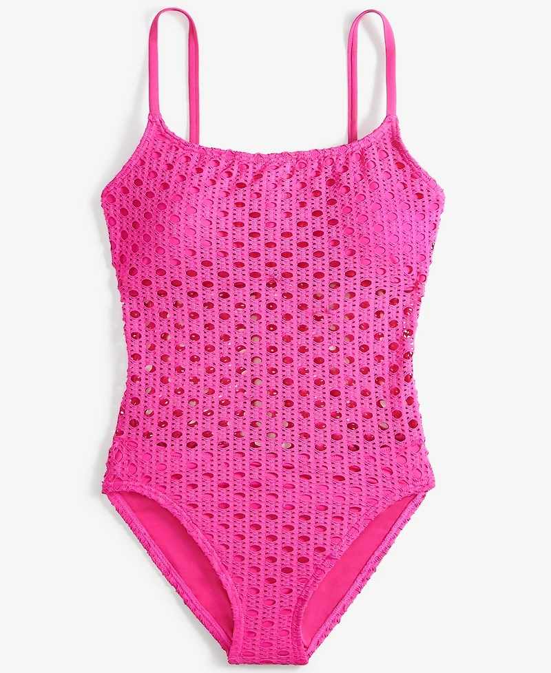 Carmen Marc Valvo Women's Crochet Scoop-Neck One-Piece Swimsuit