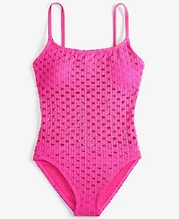 Carmen Marc Valvo Women's Crochet Scoop-Neck One-Piece Swimsuit