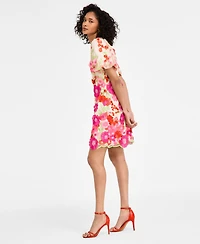 Eliza J Women's Embroidered Floral Puff-Sleeve Shift Dress