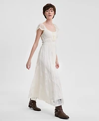 And Now This Women's Scoop-Neck Ruffle-Sleeve Maxi Lace Dress, Created for Macy's