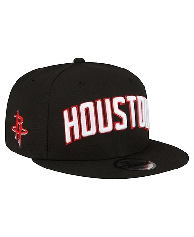 New Era Men's Black Houston Rockets Jersey Hook Statement Edition 9FIFTY Snapback Hat