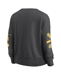 Fanatics Women's Black Boston Bruins Oversized Vintage Go Team Pullover Sweatshirt