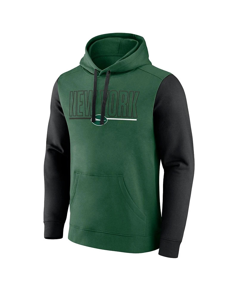 Fanatics Men's Green/Black New York Jets Outline Pullover Hoodie