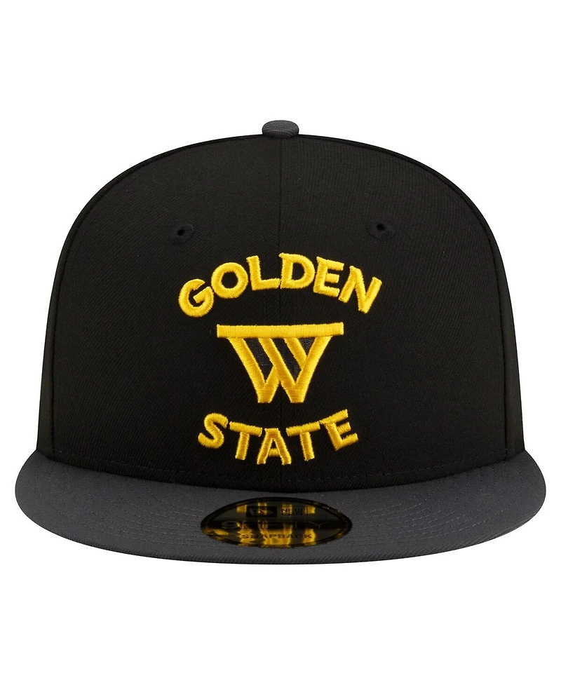 New Era Men's Black Golden State Warriors Jersey Hook Statement Edition 9FIFTY Snapback Hat
