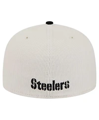 New Era Men's Cream/Black Pittsburgh Steelers Corduroy 59FIFTY Fitted Hat