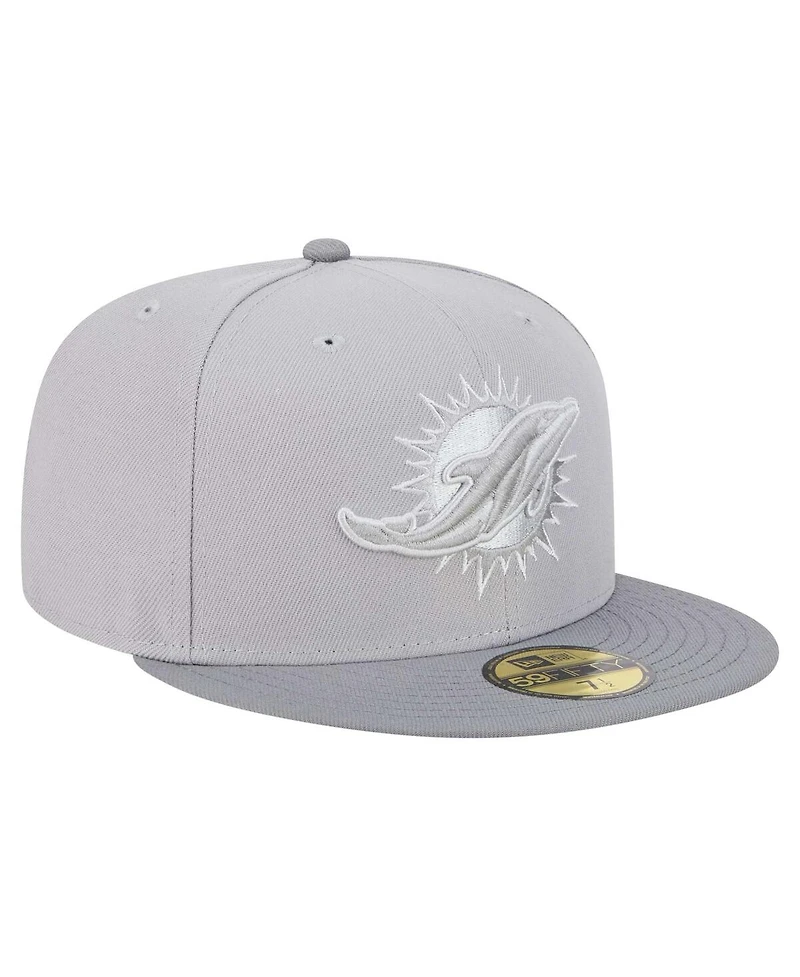 New Era Men's Gray/Graphite Miami Dolphins Iron Cloud 59FIFTY Fitted Hat
