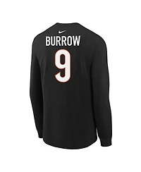 Nike Big Boys and Girls Joe Burrow Black Cincinnati Bengals Player Name Number Long Sleeve T-Shirt