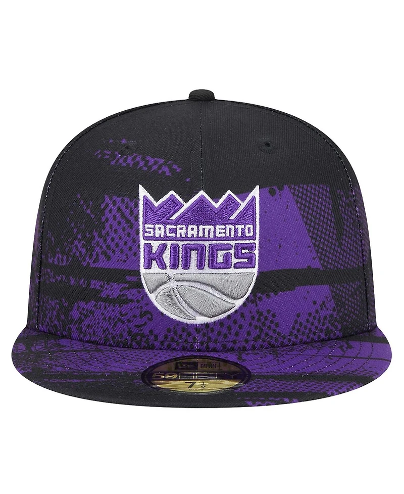 New Era Men's Black/Purple Sacramento Kings Tip-Off 59FIFTY Fitted Hat