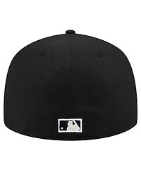 New Era Men's Black Los Angeles Angels Shadow Stitch 59FIFTY Fitted Hat