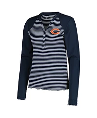 Antigua Women's Navy Chicago Bears Maverick Waffle Henley Long Sleeve T-Shirt