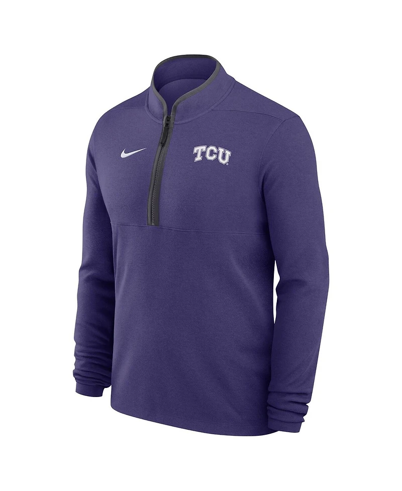 Nike Men's Purple Tcu Horned Frogs Coaches Courtside Basketball Victory Performance Quarter-Zip Top