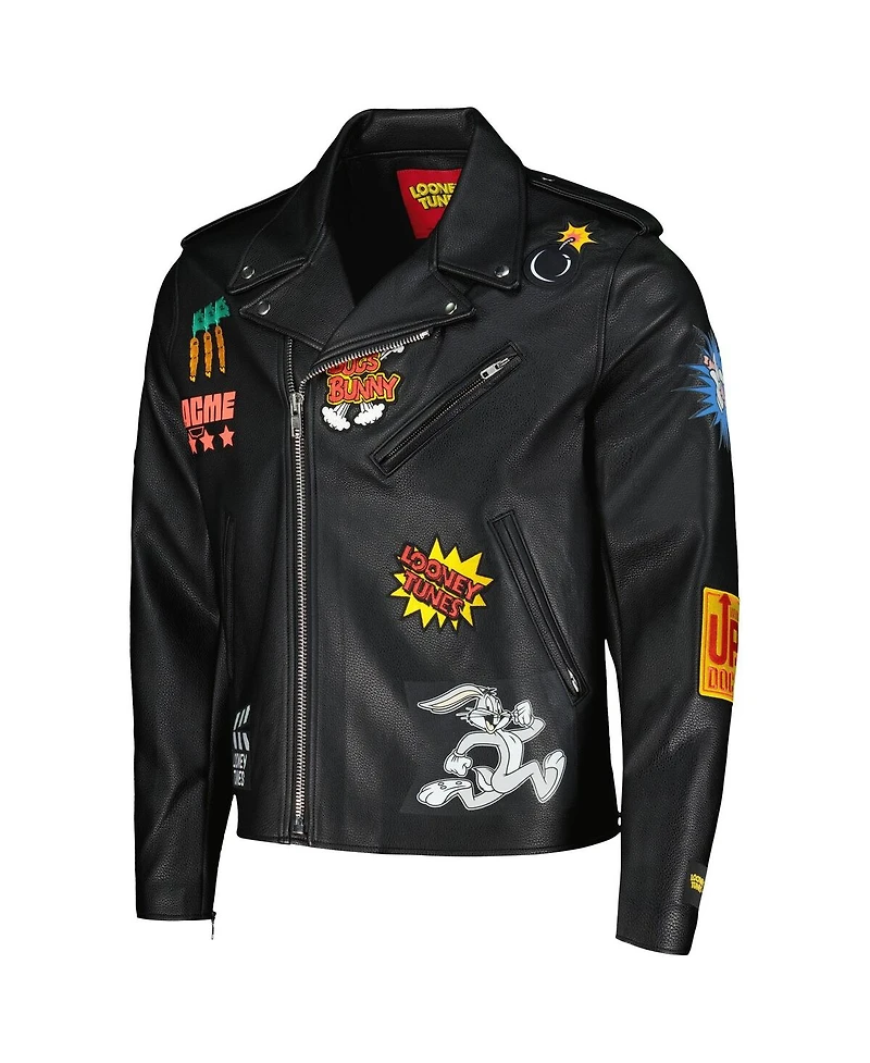 Freeze Max Men's Bugs Bunny Black Looney Tunes Biker Full-Zip Jacket