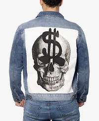 Spring + Mercer Men's Graphic Rhinestone Denim Jackets - Light blue