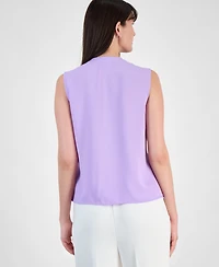Kasper Petite Sleeveless Ruffle-Neck Blouse
