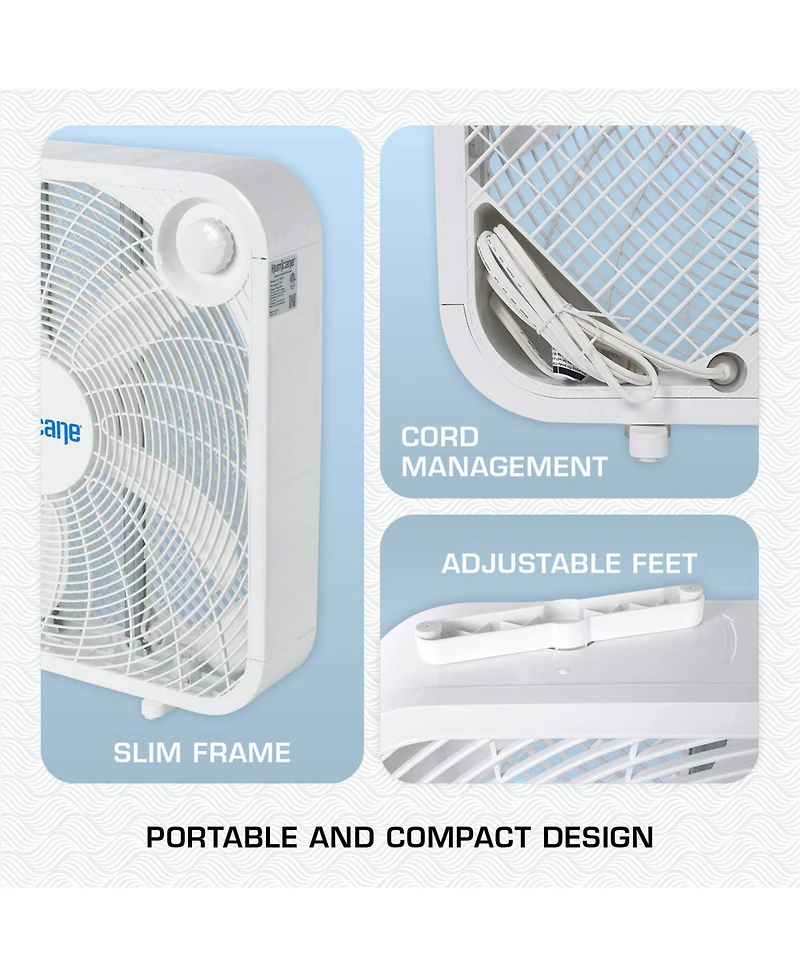 Hurricane 20 Inch Classic Series Floor Box Fan with 3 Efficient Speed Settings