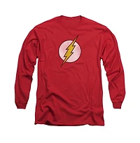 Flash Men's Dc Comics Logo Distressed Long Sleeve Adult Tee / T-Shirt