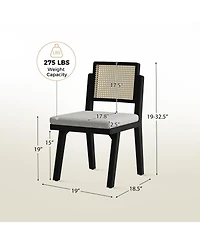 Hulala Home Bert Modern Dining Chair with Woven Rattan Backrest and Solid Wood Legs