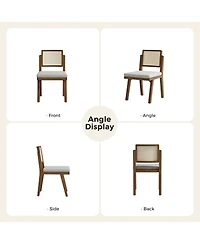 Hulala Home Bert Modern Dining Chair with Woven Rattan Backrest and Solid Wood Legs