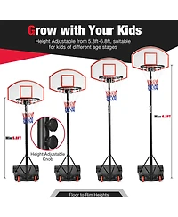 Gymax Basketball System Hoop Stand Backboard w/ Adjustable Height Wheels & 2 Nets