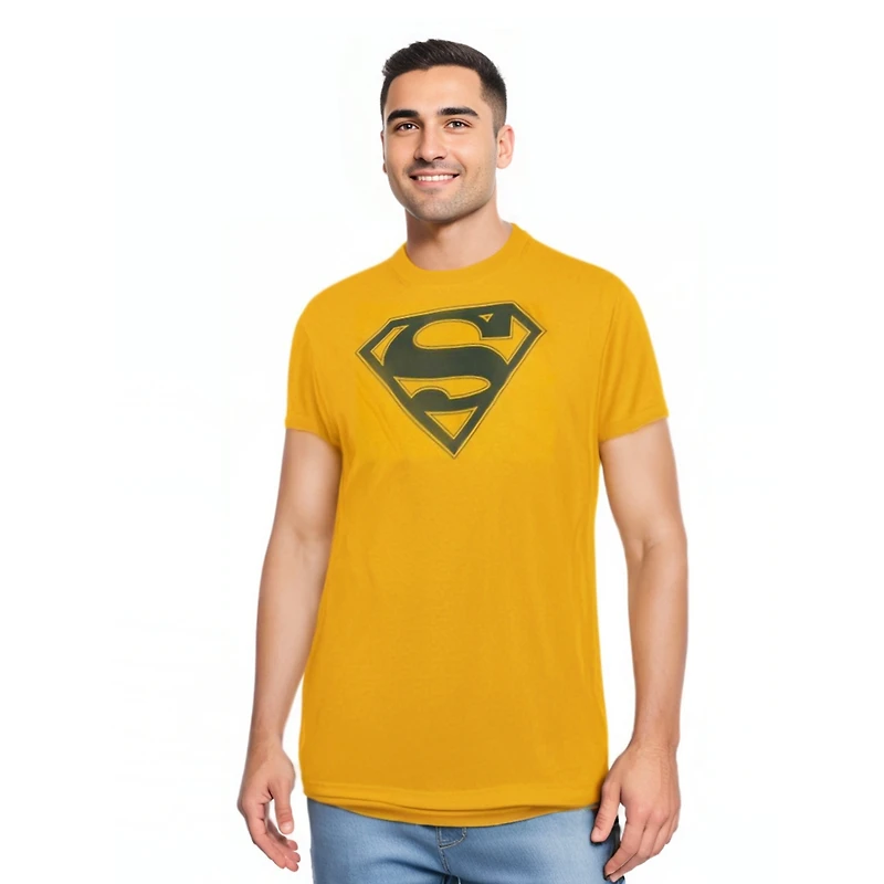 Superman Mens Navy & Gold Shield Short Sleeve Adult Tee / T-Shirt