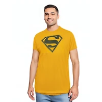 Superman Mens Navy & Gold Shield Short Sleeve Adult Tee / T-Shirt