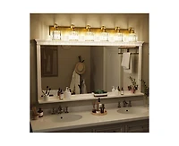 gaomon Modern Crystal Bathroom Vanity Lights Gold Bathroom Light Fixtures Crystal Vanity Shower Lights Over Mirror, Mirror Glass Crystal Bathroom Vani