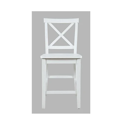 Jofran Eastern Tides Coastal Wire-Brushed Wood X-Back Counter Barstool (Set of 2