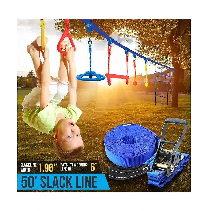 SereneLife 50 Ninja Warrior Obstacle Course Kit with 13 Accessories