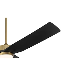 Casa Vieja 60" Montage Modern Indoor Outdoor Ceiling Fan 3 Blade Led Light Remote Control Soft Brass Finish Bedroom Damp Rated