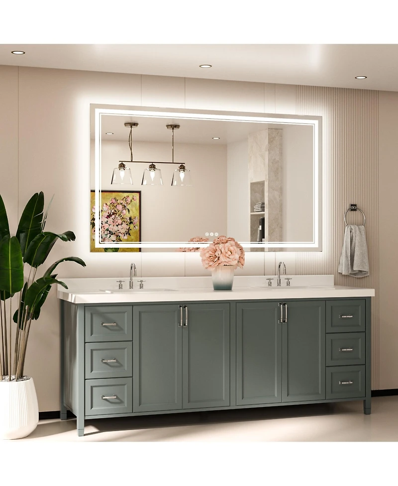 keonjinn 60x36 Led Bathroom Mirror with Frontlit and Backlit