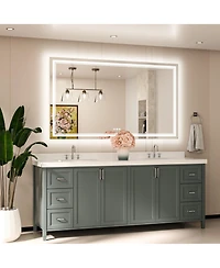 keonjinn 60x36 Led Bathroom Mirror with Frontlit and Backlit
