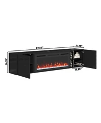 Boyel Living Wall Mounted Tv Stand with 36 inches Electric Fireplace Living Room Storage Table