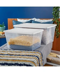 Sterilite 90 Quart Storage Box Container with Clear Base & White Lid, (8 Pack)