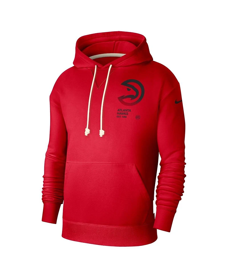 Nike Men's Red Atlanta Hawks Courtside Standard Issue Premium Performance Pullover Hoodie