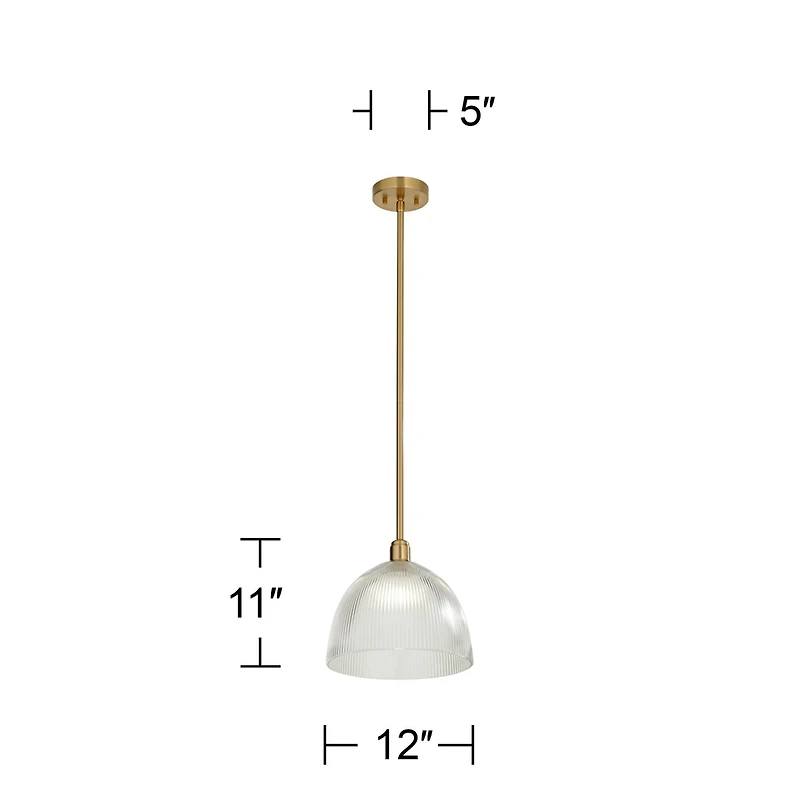 360 Lighting Williams 12" Modern Pendant Ceiling Light Fixture Dining Room Over Table Kitchen Island Dome Antique Brass Mini