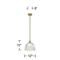 360 Lighting Williams 12" Modern Pendant Ceiling Light Fixture Dining Room Over Table Kitchen Island Dome Antique Brass Mini