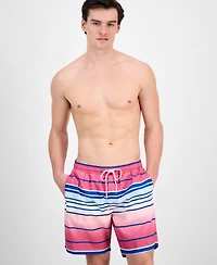 Club Room Men's Melee Stripe 7" Swim Trunks, Exclusively at Macy's