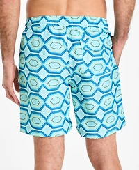 Club Room Men's Geometric Print Drawstring 7" Swim Trunks, Exclusively at Macy's