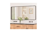 Keonjinn 48x24 Inch Brushed Gold Bathroom Vanity Mirror Tempered Glass Metal Framed