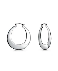 Bling Jewelry Simple Large Hoop Huggie Earrings Sterling Silver Hinged Notched Post 1.25 Inch