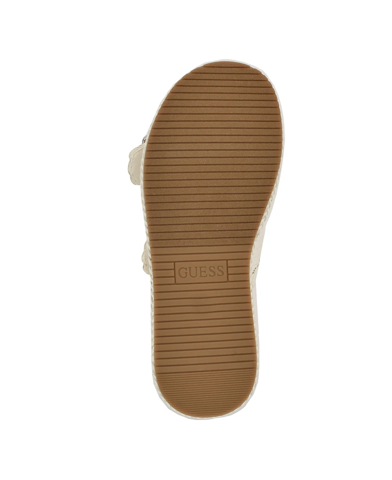 Guess Women's Binks Double-Buckle Woven Platform Wedge Sandals