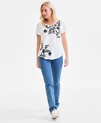 Style & Co Petite Perfect Printed Crewneck Tee, Exclusively at Macy's
