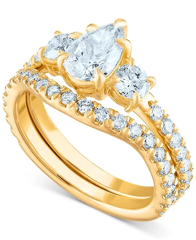 Diamond Three-Stone Bridal Set (2-1/4 ct. t.w.) in 14k Yellow Gold