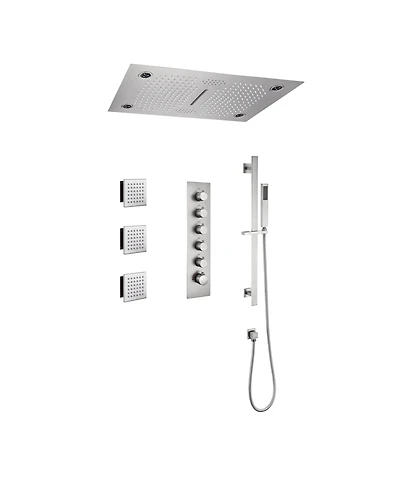 64 Color Luxury Led Shower System with Handheld Shower Shower Faucet Set with Side Body Sprayer Ceiling Rain Shower Head, Brushed Nickel